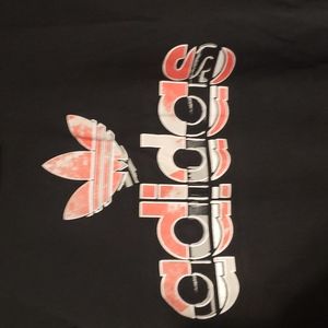 Adidas crew neck tee shirt, Black pink, size Large